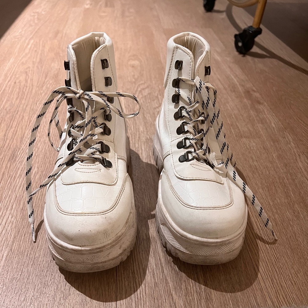 White Combat Boots